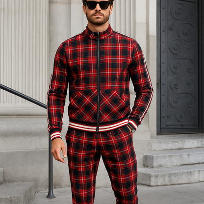 Men’s Plaid Two Piece Set | Pants and Top, Sporty