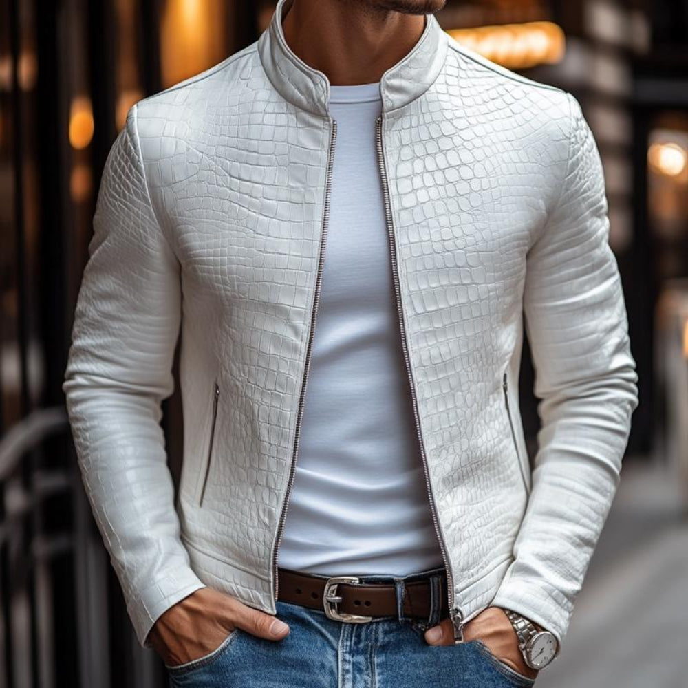 Men's Premium Textured Leather Jacket - Fitted Style
