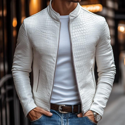 Men's Premium Textured Leather Jacket - Fitted Style