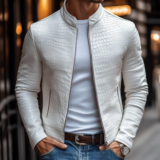 Men's Premium Textured Leather Jacket - Fitted Style