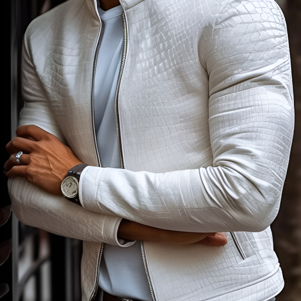 Men's Premium Textured Leather Jacket - Fitted Style