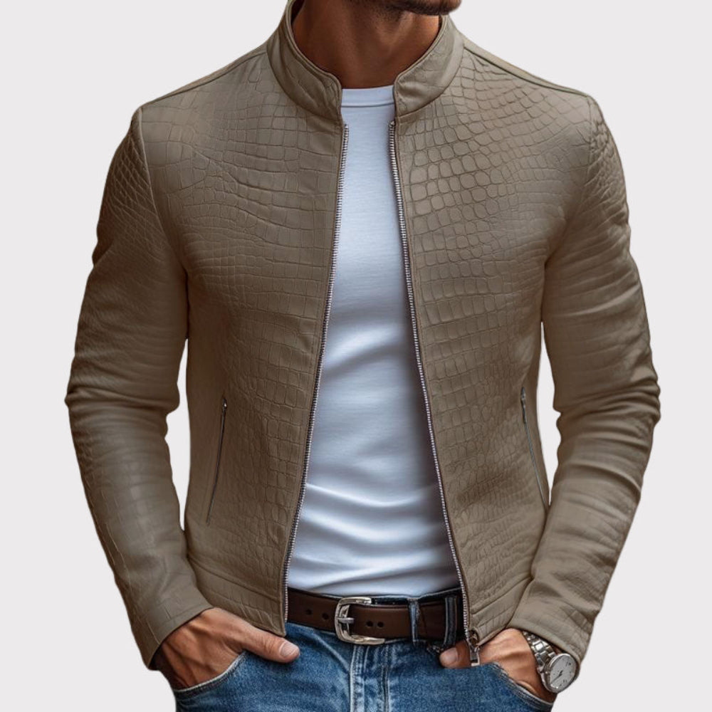 Men's Premium Textured Leather Jacket - Fitted Style