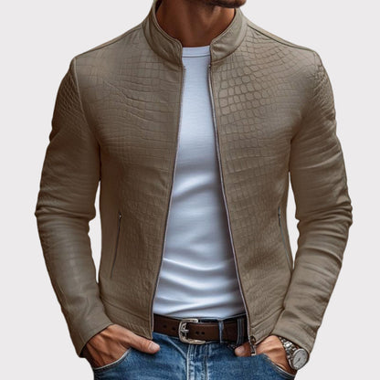 Men's Premium Textured Leather Jacket - Fitted Style