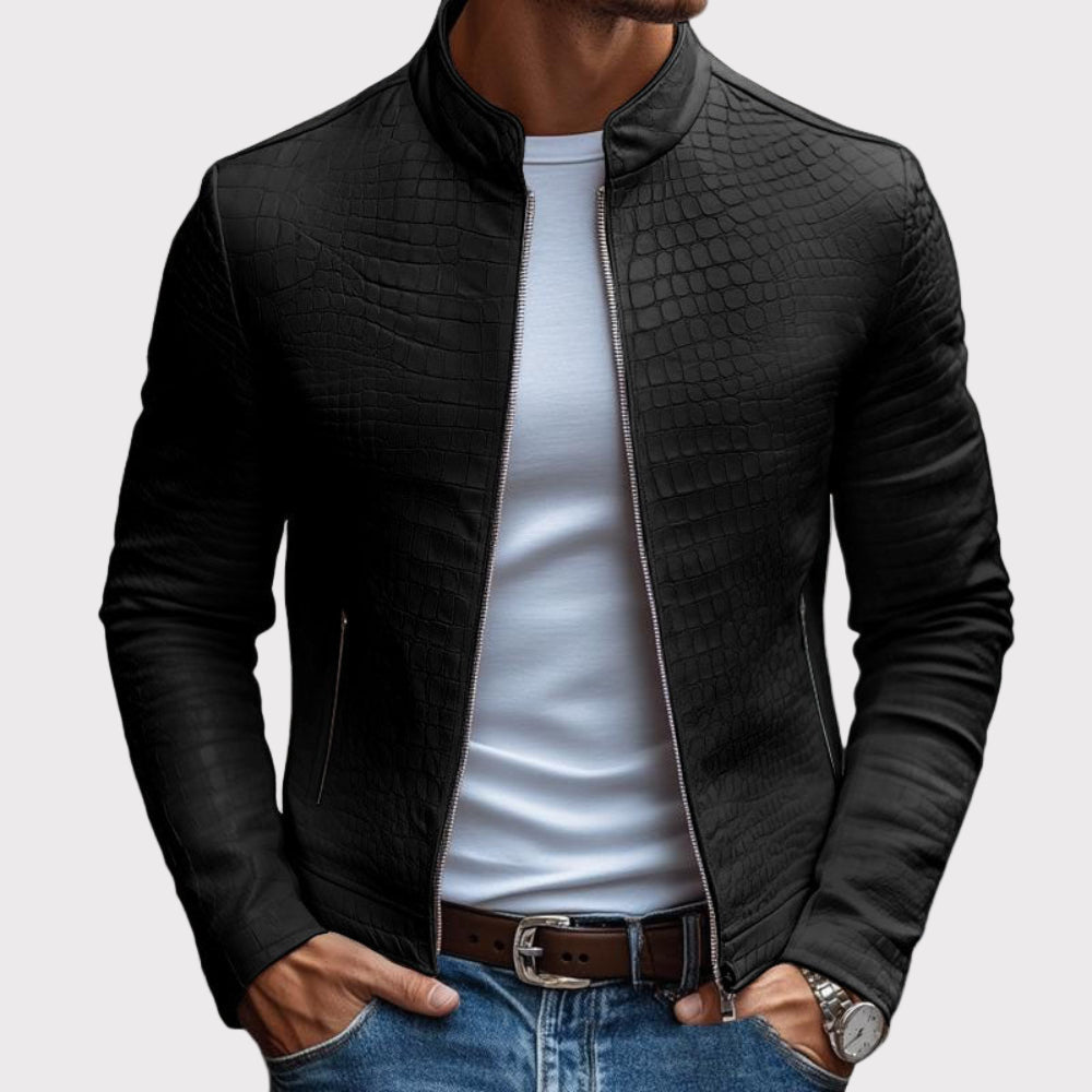 Men's Premium Textured Leather Jacket - Fitted Style