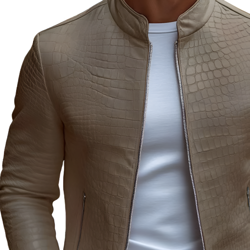 Men's Premium Textured Leather Jacket - Fitted Style