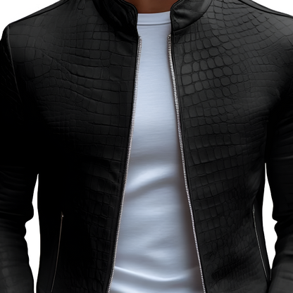 Men's Premium Textured Leather Jacket - Fitted Style