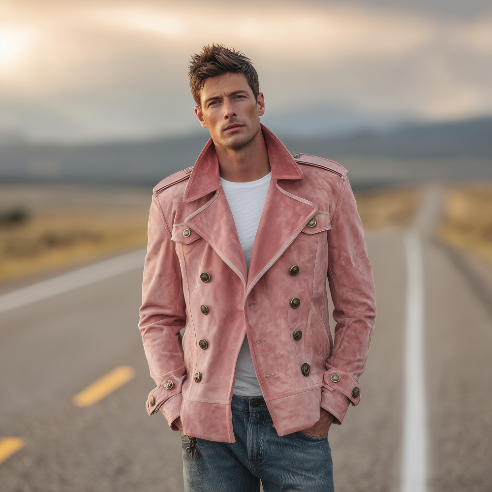 Men's Retro Western Suede Double-Breasted Jacket1