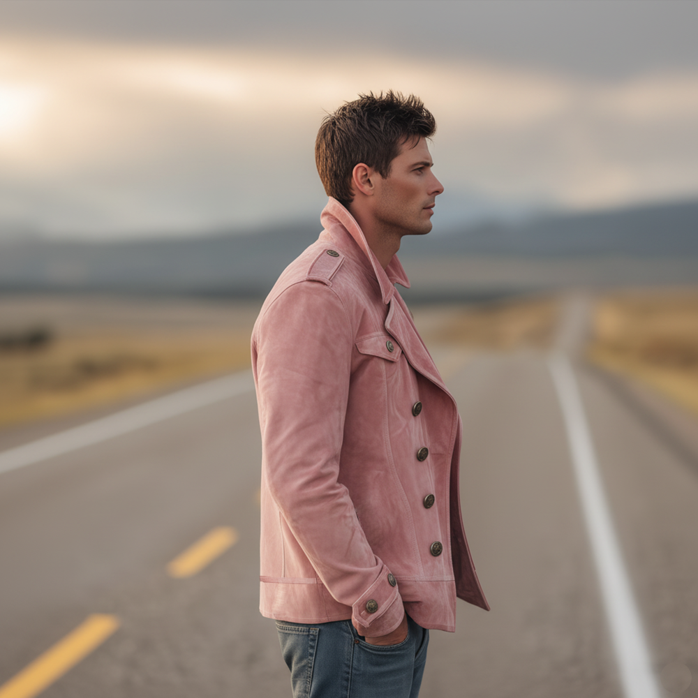 Men's Retro Western Suede Double-Breasted Jacket 2