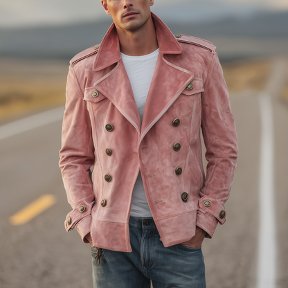 Men's Retro Western Suede Double-Breasted Jacket 4