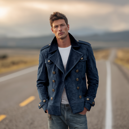 Men's Retro Western Suede Double-Breasted Jacket 7