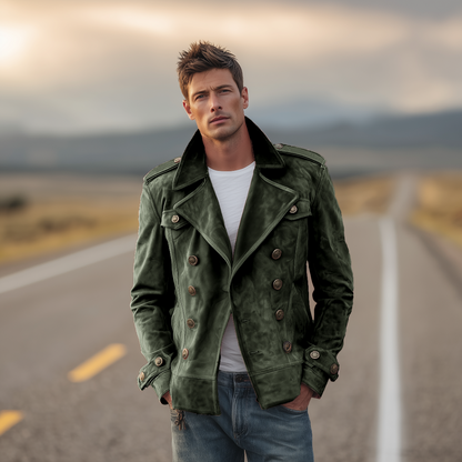 Men's Retro Western Suede Double-Breasted Jacket 8