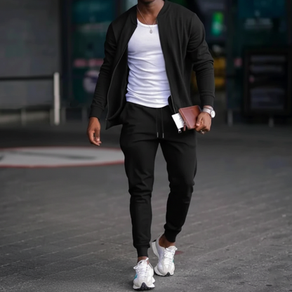 Men's Slim Fit Tracksuit Set - Zip Jacket Sport Joggers