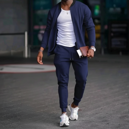 Men's Slim Fit Tracksuit Set - Zip Jacket Sport Joggers
