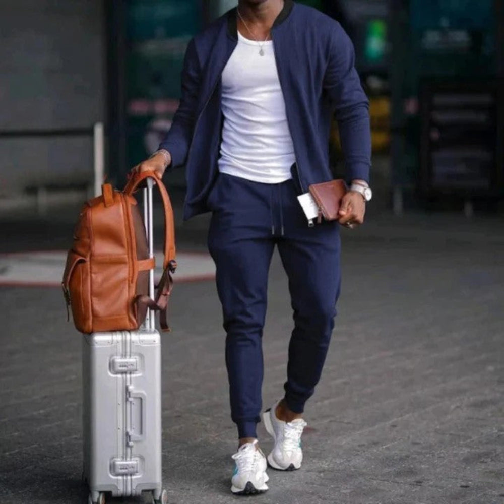 Men's Slim Fit Tracksuit Set - Zip Jacket Sport Joggers