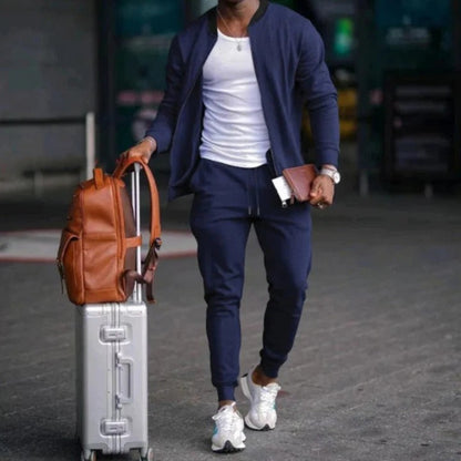 Men's Slim Fit Tracksuit Set - Zip Jacket Sport Joggers