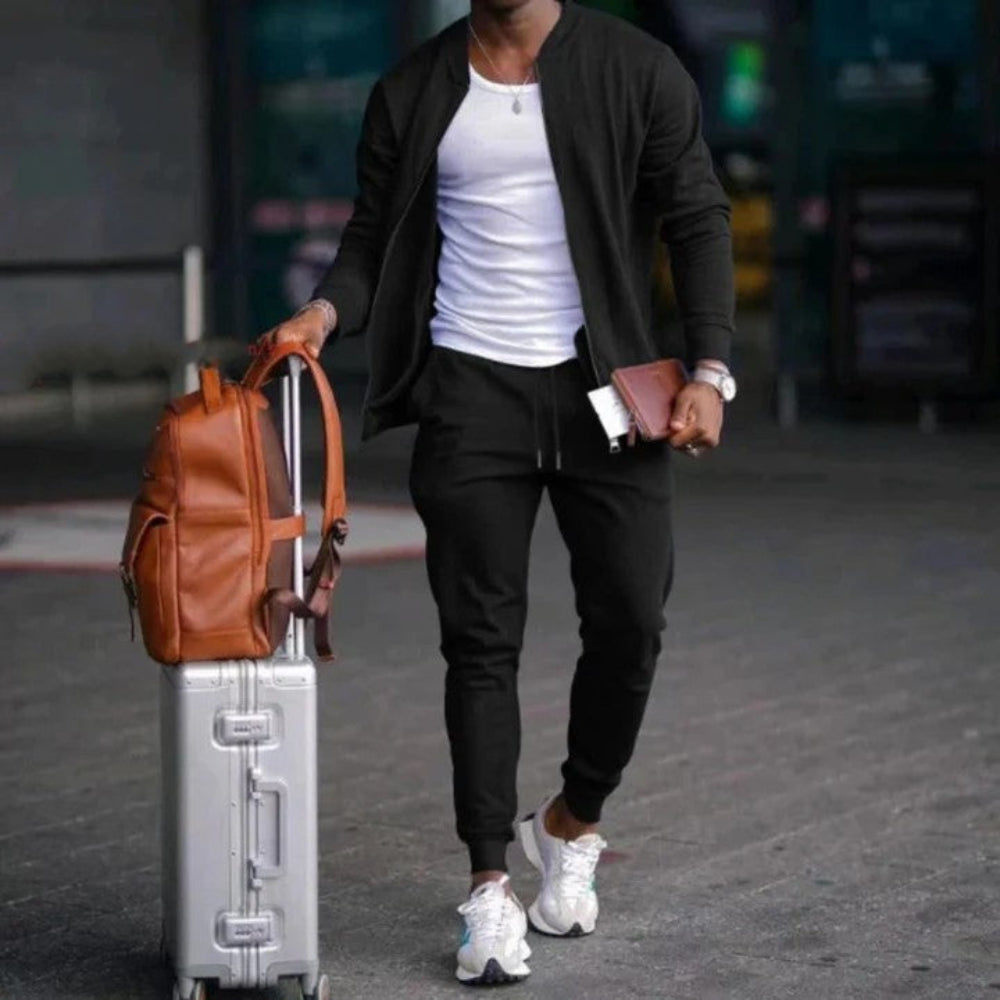 Men's Slim Fit Tracksuit Set - Zip Jacket Sport Joggers