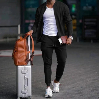 Men's Slim Fit Tracksuit Set - Zip Jacket Sport Joggers