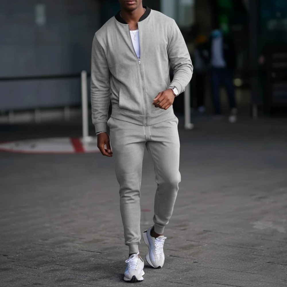 Men's Slim Fit Tracksuit Set - Zip Jacket Sport Joggers