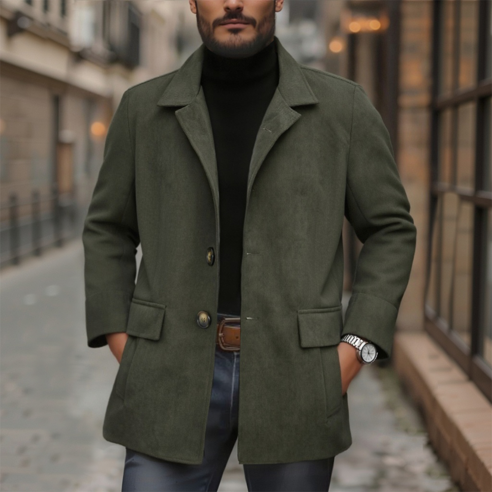 Men's Stylish Corduroy Coat - Button Up Winter Jacket