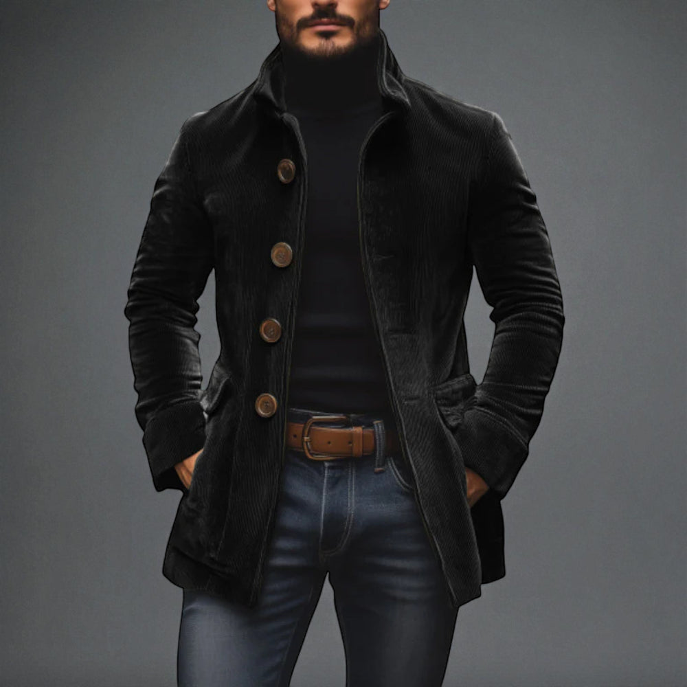 Men's Stylish Corduroy Coat - Button Up Winter Jacket