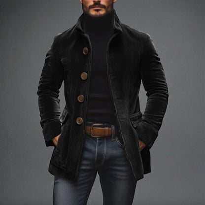 Men's Stylish Corduroy Coat - Button Up Winter Jacket