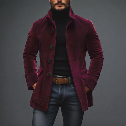 Men's Stylish Corduroy Coat - Button Up Winter Jacket