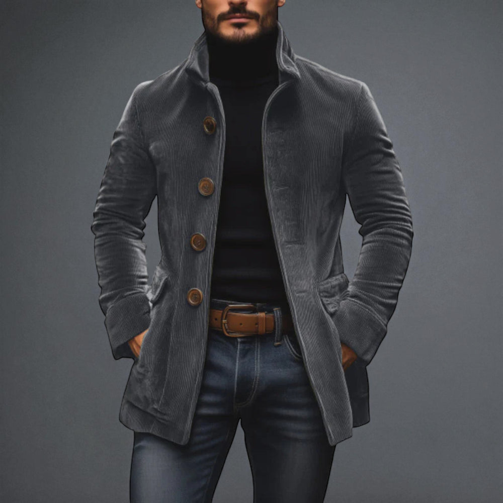 Men's Stylish Corduroy Coat - Button Up Winter Jacket