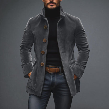 Men's Stylish Corduroy Coat - Button Up Winter Jacket