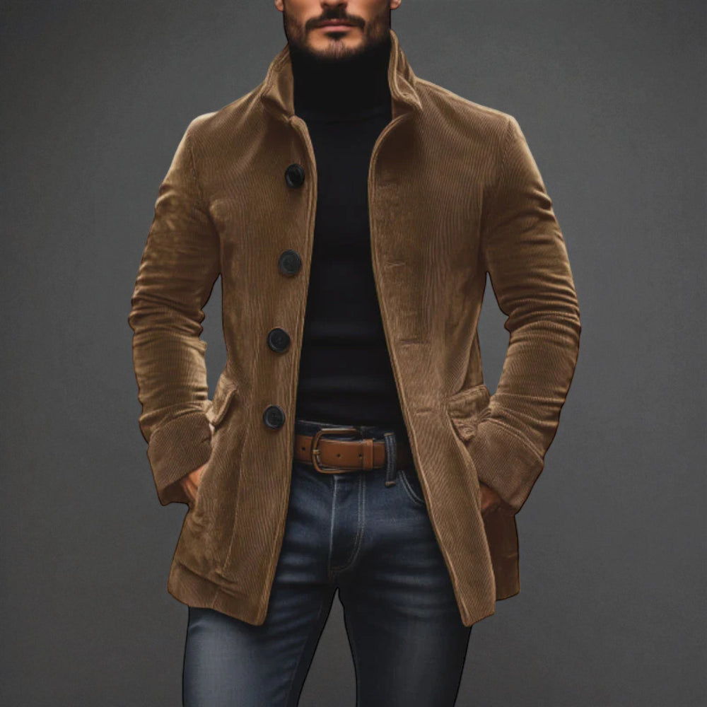 Men's Stylish Corduroy Coat - Button Up Winter Jacket
