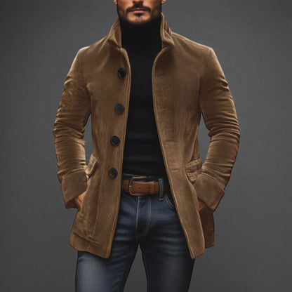 Men's Stylish Corduroy Coat - Button Up Winter Jacket
