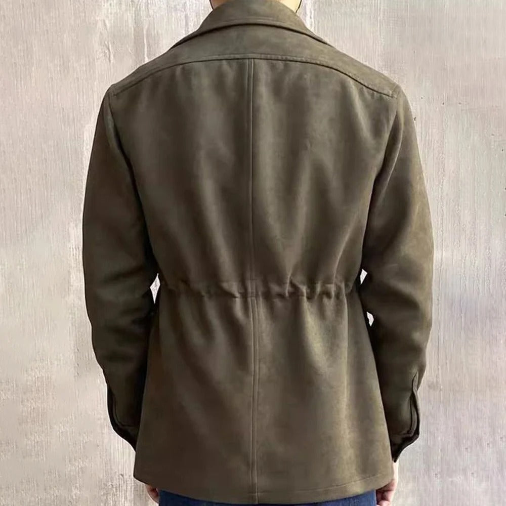 Men's Suede Safari Field Jacket - Button Front Style