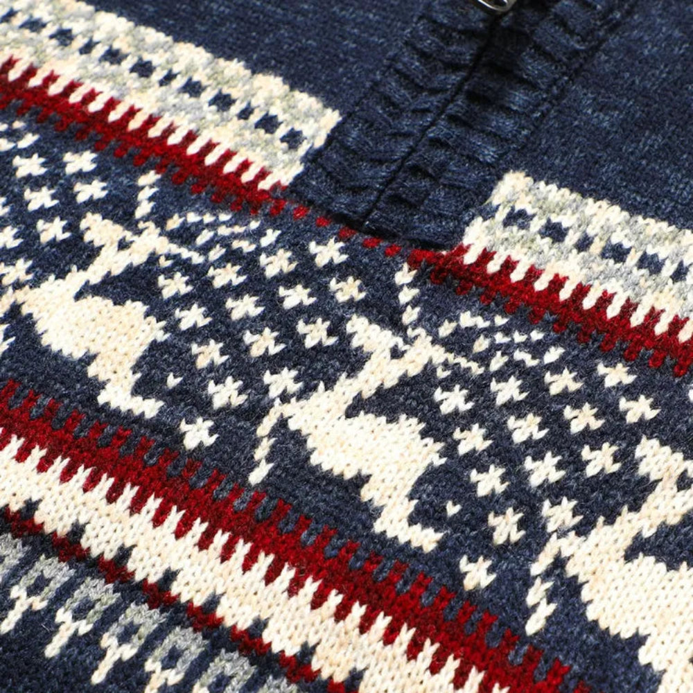 Men's Winter Christmas Sweater - Knitted Reindeer Pullover