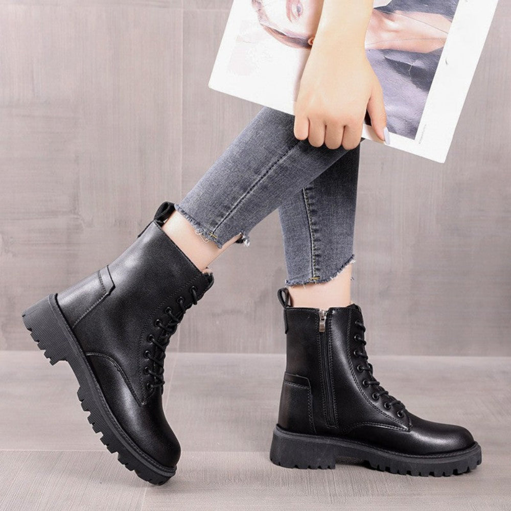 Men’s Winter Warm Combat Boots - Lace Up Fur Lined