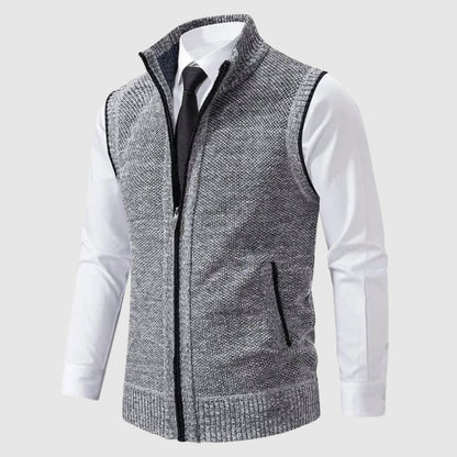 Men's Zip Up Sleeveless Sweater Vest - Knit Cardigan