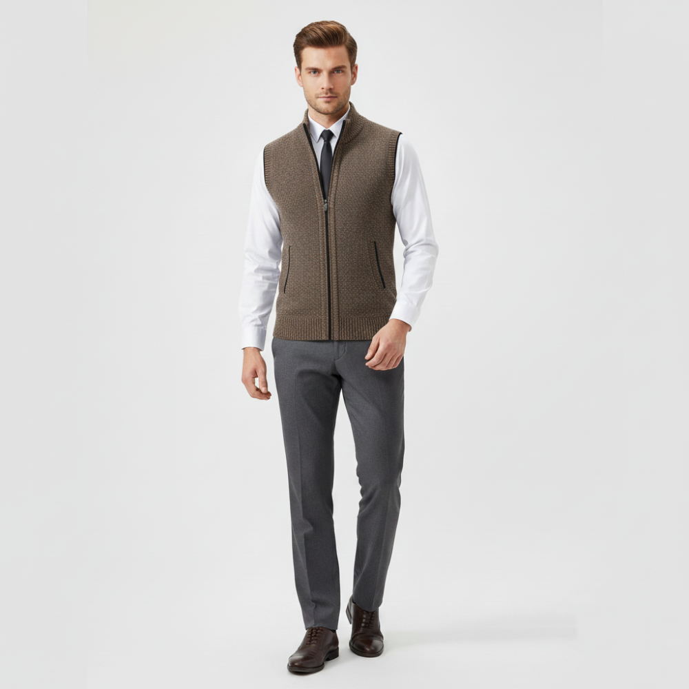 Men's Zip Up Sleeveless Sweater Vest - Knit Cardigan