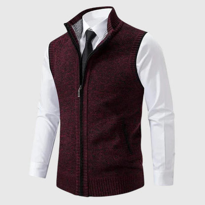 Men's Zip Up Sleeveless Sweater Vest - Knit Cardigan