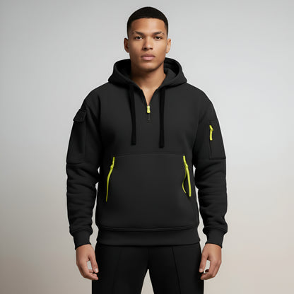 Men’s Half Zip Pullover Hoodie – Long Sleeve Utility Sweatshirt