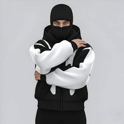 Men’s Oversized Full Zip Hoodie – Techwear Balaclava