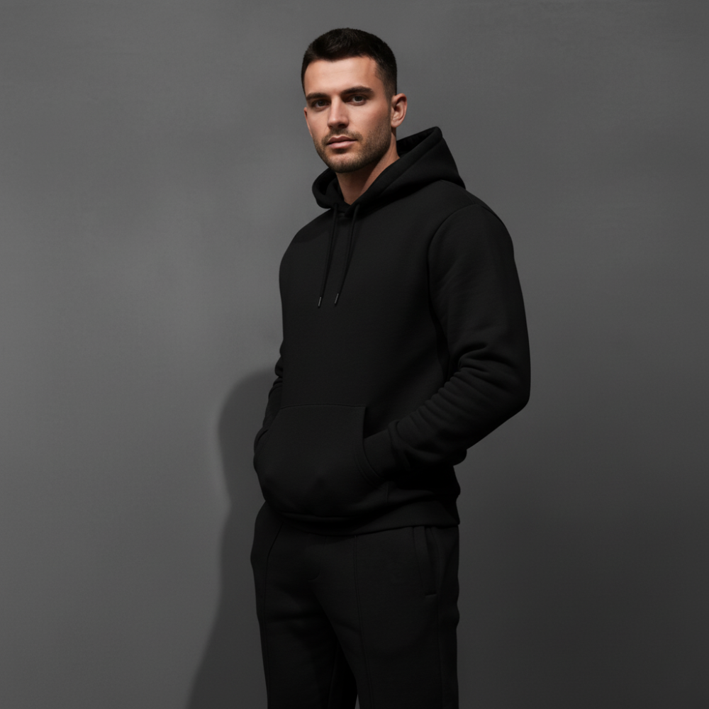 Men's Cropped Hoodie Tracksuit Set - Oversized Loungewear