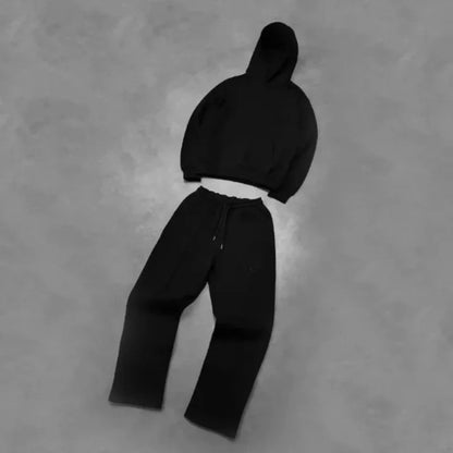 Men's Cropped Hoodie Tracksuit Set - Oversized Loungewear