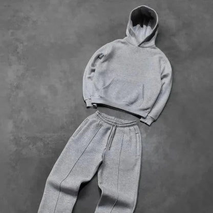 Men's Cropped Hoodie Tracksuit Set - Oversized Loungewear