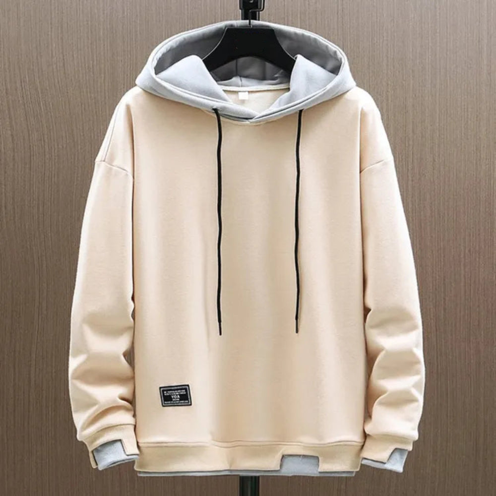 Men's Oversized Pullover Hoodie - Drawstring Contrast