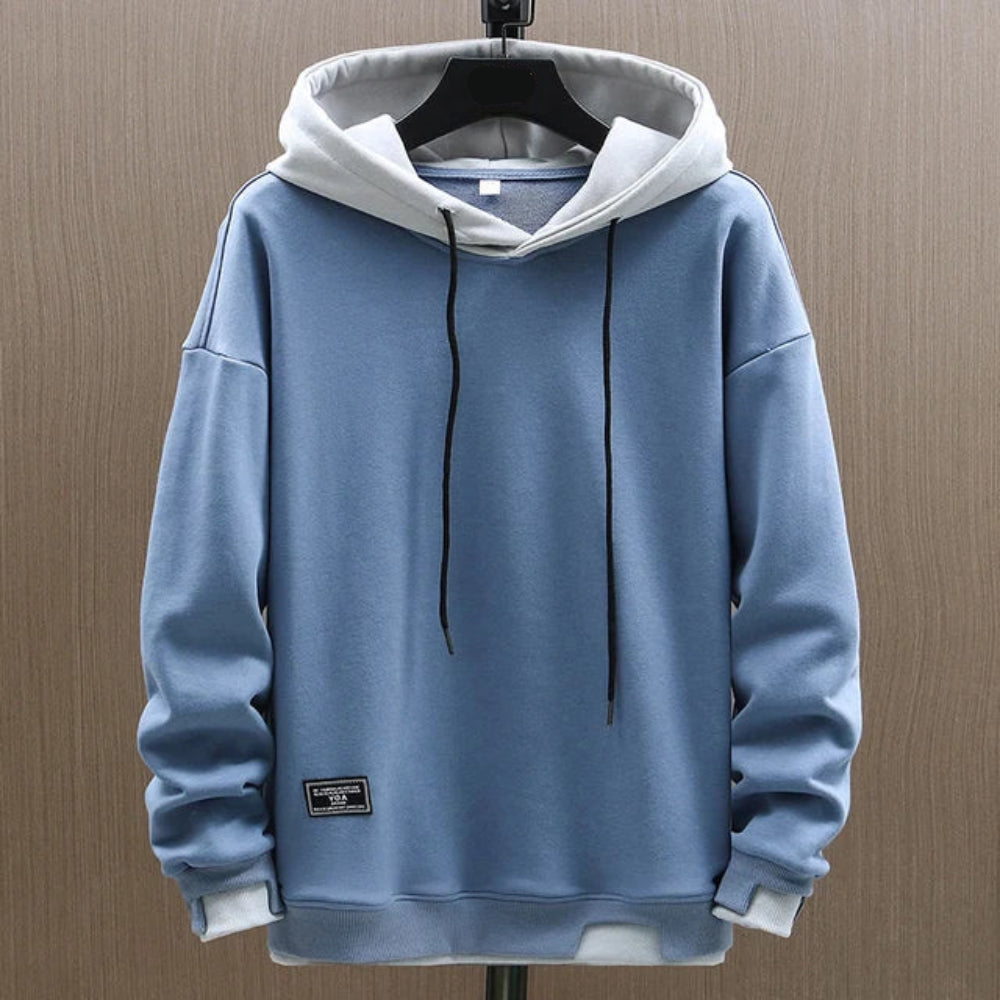 Men's Oversized Pullover Hoodie - Drawstring Contrast