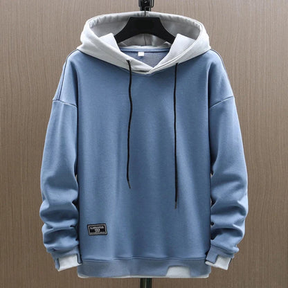 Men's Oversized Pullover Hoodie - Drawstring Contrast