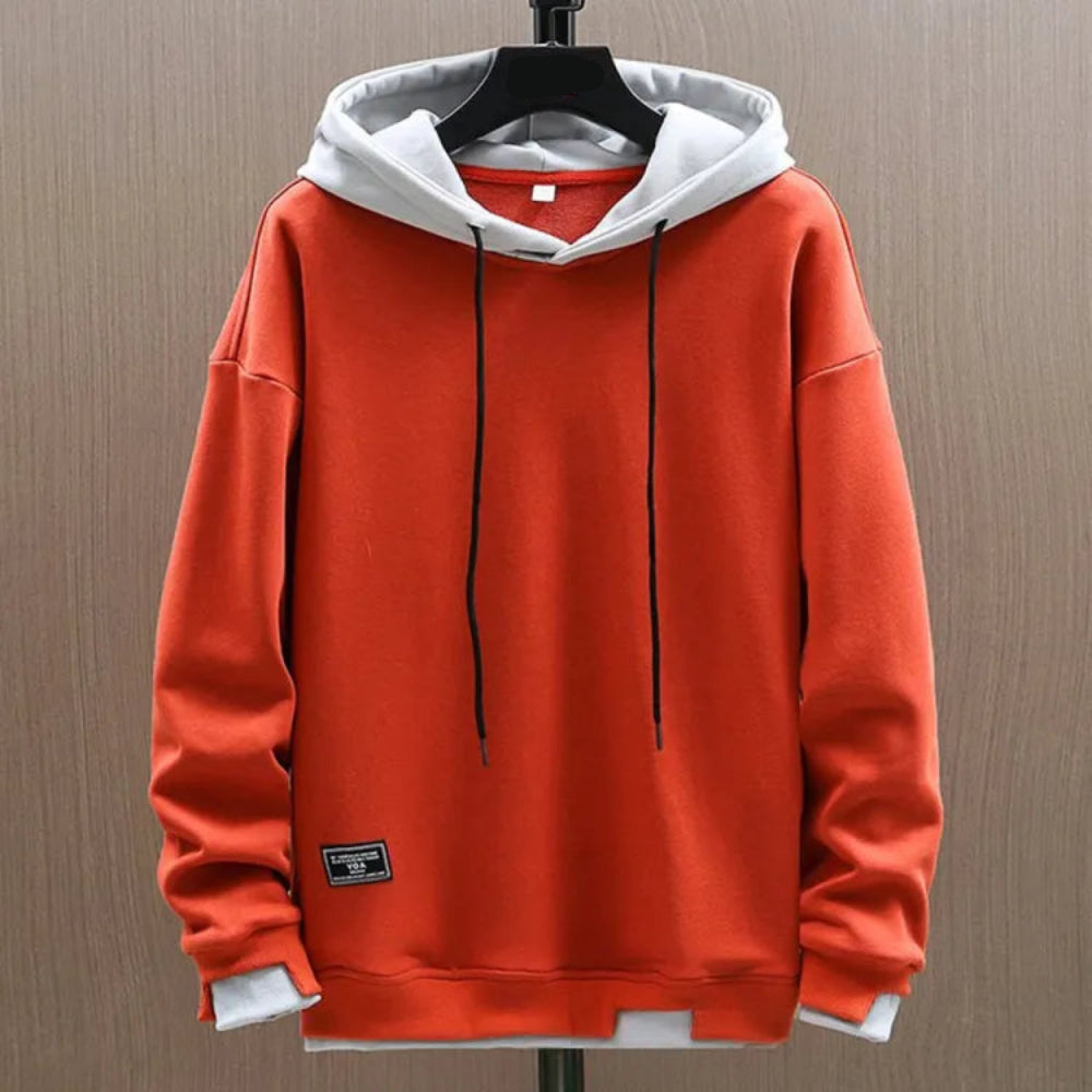 Men's Oversized Pullover Hoodie - Drawstring Contrast