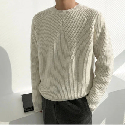 Men's Ribbed Crew Neck Pullover Sweater - Long Sleeve