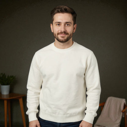 Men's Soft Crew Neck Pullover Sweater - Long Sleeve Cozy