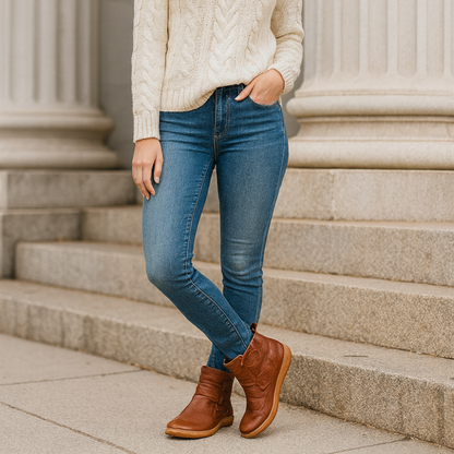 Women's Casual Ankle Boots - Slip On Flat Comfortable Shoes