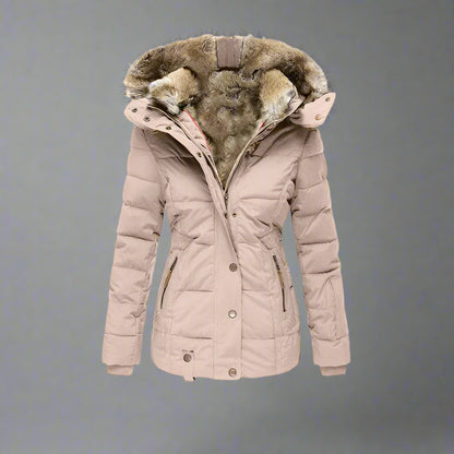 Women’s Puffer Jacket | Warm Hooded Faux Fur Insulated Winter