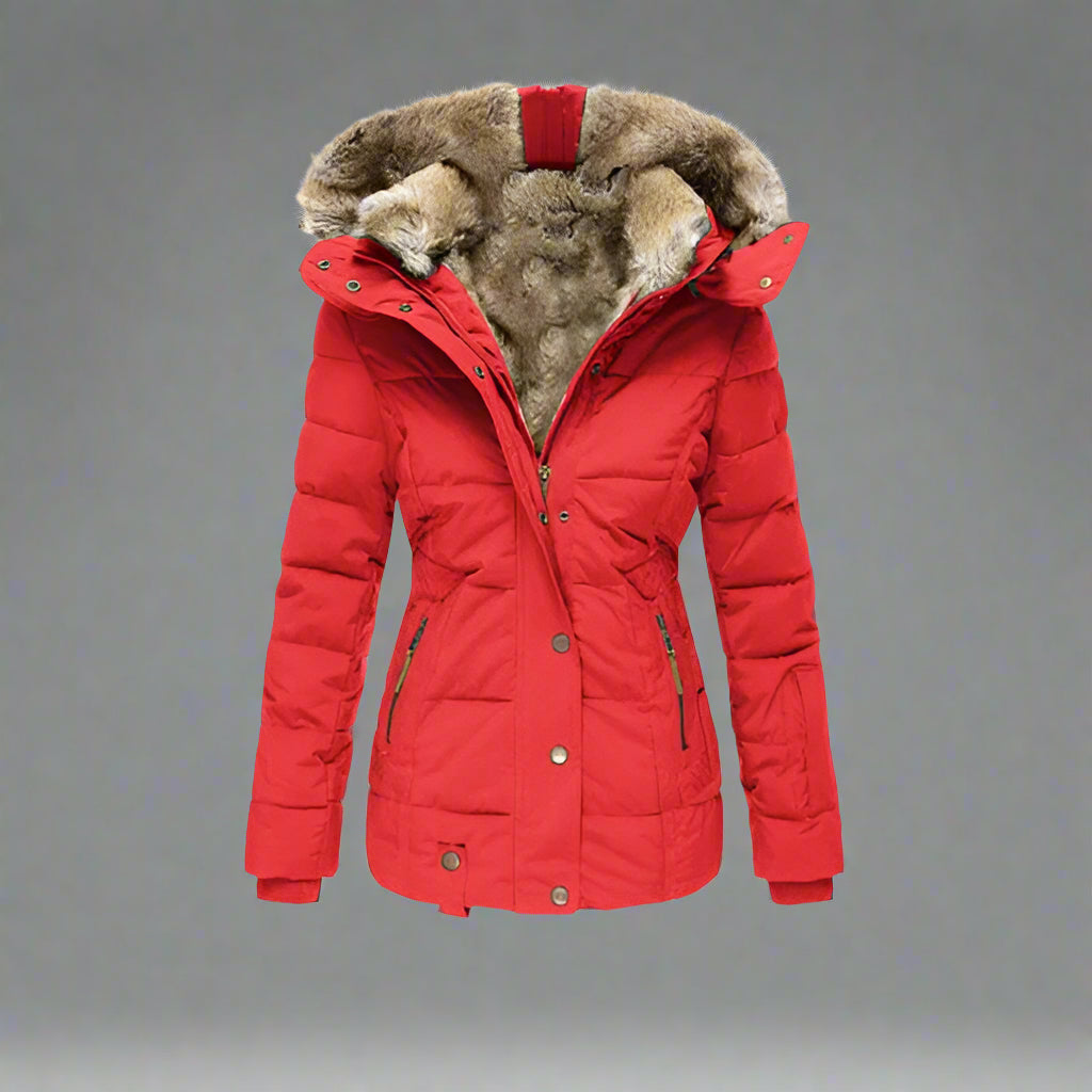 Women’s Puffer Jacket | Warm Hooded Faux Fur Insulated Winter